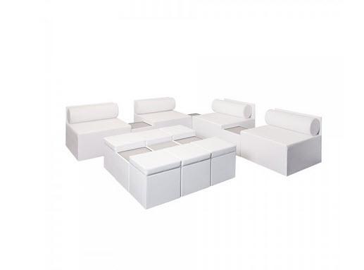 Set White Lounge Seat/ Tisch Cube - 14 Pers.