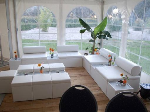 2-Set White Lounge Seat/ Tisch Cube - 14 Pers.