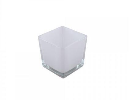 1-Windlicht Glas weiß 10 cm