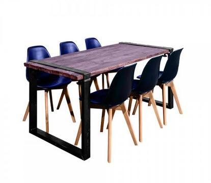 Dining-Set Industrial 180 & Keeve schwarz - 6 Pers.