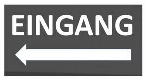 Banner "Eingang Pfeil links" für Mobilzaun / Bauzaun 3,41 x 1,76m