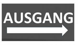 Banner "Ausgang Pfeil rechts" für Mobilzaun / Bauzaun 3,41 x 1,76m
