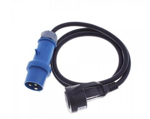 1-Adapter Schuko Kupplung >CEE Stecker blau