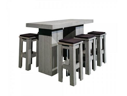 1-Set Woodlounge Hochtisch & Barhocker - 6 Pers.