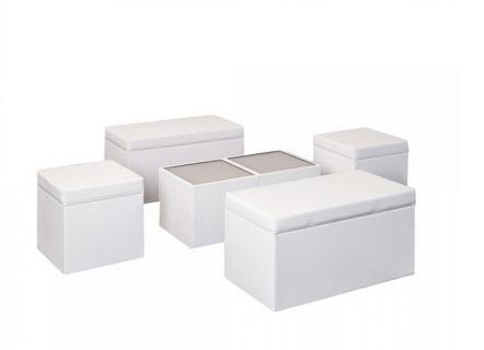 Set White Lounge Seat / Tisch Cube - 6 Pers.