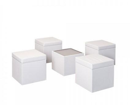 Set White Lounge Seat/ Tisch Cube - 4 Pers.