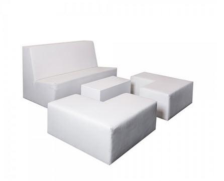 1-Set White Lounge Sky/ Tisch Woodcube 7 Pers.
