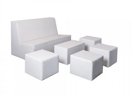 Set White Lounge Sky /Tisch Woodcube - 7 Pers.