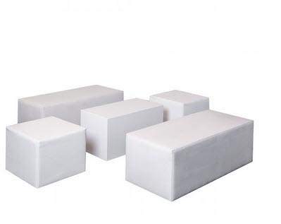 Set White Lounge Sky/ Tisch Woodcube - 6 Pers.