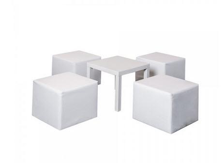 1-Set White Lounge Sky/ Tisch Whiteguy - 4 Pers.