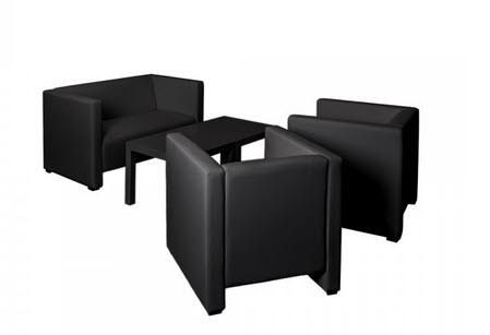 1-Set Sessel & Sofa Spike Black/ Tisch Blackguy - 4 Pers.