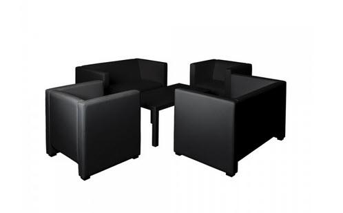 Set Sessel & Sofas Spike Black/ Tisch Blackguy - 6 Pers.