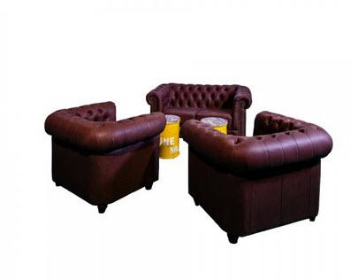 Set Industrial Lounge Tonne & Chesterfield 4-6 Pers.