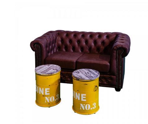 Set Industrial Lounge Tonne & Chesterfield 2-4 Pers.