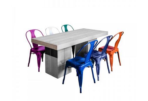 Dining-Set Wood 180 & Industrial Multicolour - 6 Pers.