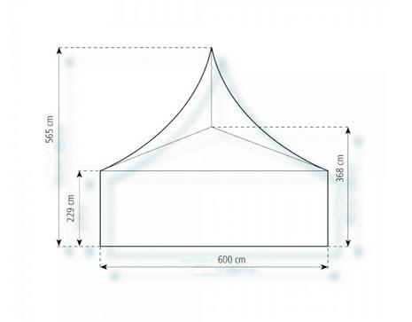 2-Pagode Basic 6 x 6m 36 m², kein Fußboden mit Erdnagelverankerung