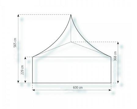 2-Pagode Elegance 6 x 6m 36 m², mit Fußboden verankerungsfrei