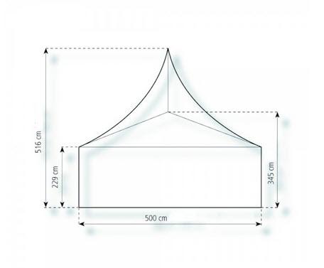 2-Pagode Basic 5 x 5m 25 m², mit Fußboden verankerungsfrei