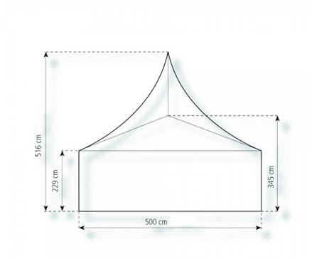 2-Pagode Classic 5 x 5m 25 m², kein Fußboden mit Erdnagelverankerung