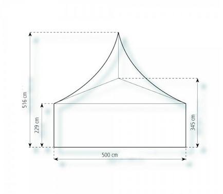 2-Pagode Classic 5 x 5m 25 m², mit Fußboden mit Erdnagelverankerung