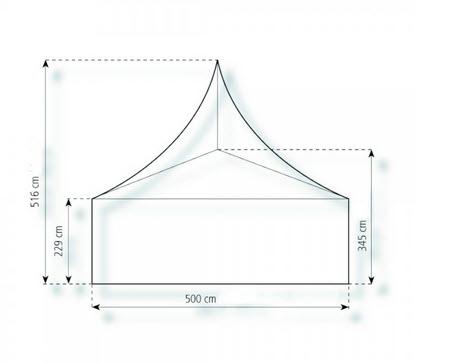 2-Pagode Deluxe 5 x 5m 25 m², kein Fußboden mit Erdnagelverankerung