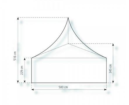 2-Pagode Elegance 5 x 5m 25 m², kein Fußboden mit Erdnagelverankerung