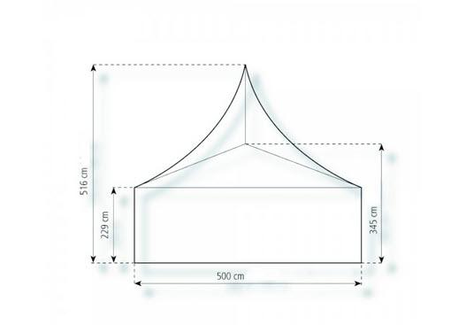 2-Pagode Elegance 5 x 5m 25 m², mit Fußboden verankerungsfrei