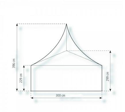 2-Pagode Basic 3 x 3m 9 m², kein Fußboden mit Erdnagelverankerung