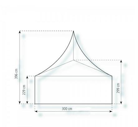 2-Pagode Classic 3 x 3m 9 m², mit Fußboden mit Erdnagelverankerung