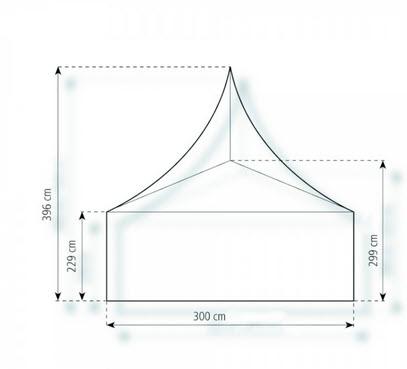 2-Pagode Classic 3 x 3m 9 m², mit Fußboden verankerungsfrei