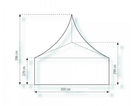 2-Pagode Deluxe 3 x 3m 9 m², mit Fußboden verankerungsfrei