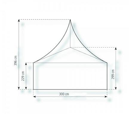 2-Pagode Elegance 3 x 3m 9 m², kein Fußboden mit Erdnagelverankerung