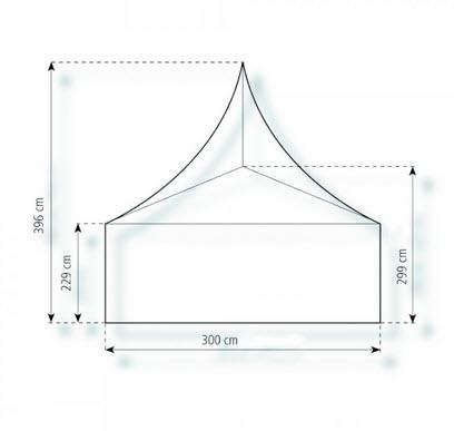 2-Pagode Elegance 3 x 3m 9 m², mit Fußboden mit Erdnagelverankerung