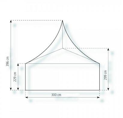 2-Pagode Elegance 3 x 3m 9 m², mit Fußboden verankerungsfrei