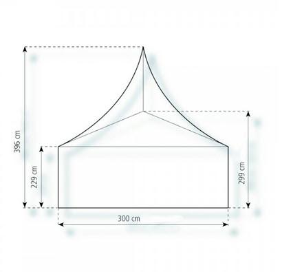 2-Pagode Elegance 3 x 3m 9 m², mit Fußboden verankerungsfrei