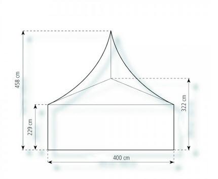 2-Pagode Classic 4 x 4m 16 m², kein Fußboden mit Erdnagelverankerung