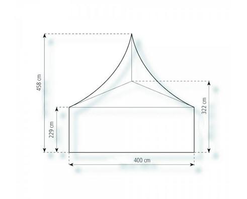 2-Pagode Classic 4 x 4m 16 m², mit Fußboden mit Erdnagelverankerung