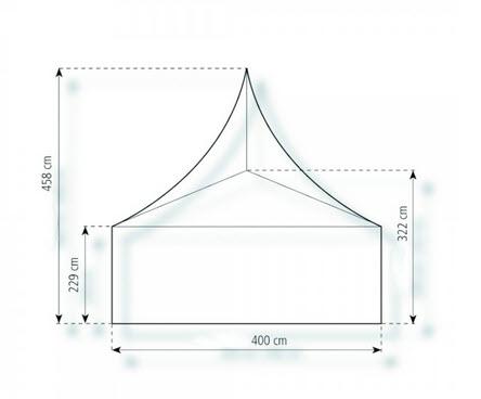 2-Pagode Classic 4 x 4m 16 m², mit Fußboden verankerungsfrei