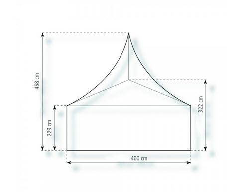 2-Pagode Deluxe 4 x 4m 16 m², kein Fußboden mit Erdnagelverankerung