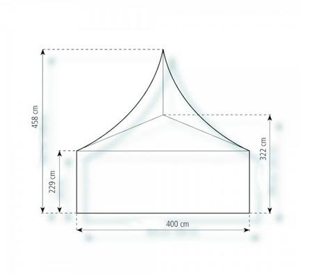 2-Pagode Deluxe 4 x 4m 16 m², mit Fußboden verankerungsfrei