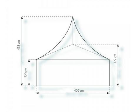 2-Pagode Elegance 4 x 4m 16 m², kein Fußboden mit Erdnagelverankerung