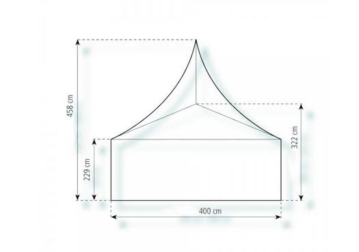 2-Pagode Basic 4 x 4m 16 m², kein Fußboden mit Erdnagelverankerung