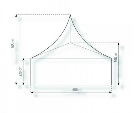 2-Pagodenzelt Basic 12,25 x 6m 73,5 m², kein Fußboden mit Erdnagelverankerung