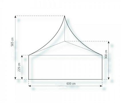 2-Pagodenzelt Deluxe 12,25 x 6m 73,5 m², kein Fußboden mit Erdnagelverankerung