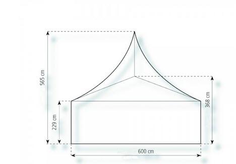 2-Pagodenzelt Deluxe 12,25 x 6m 73,5 m², mit Fußboden verankerungsfrei