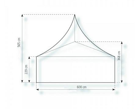 2-Pagodenzelt Elegance 12,25 x 6m 73,5 m², kein Fußboden mit Erdnagelverankerung