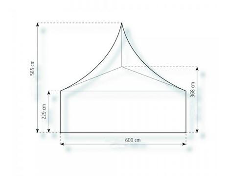 2-Pagodenzelt Elegance 12,25 x 6m 73,5 m², mit Fußboden verankerungsfrei