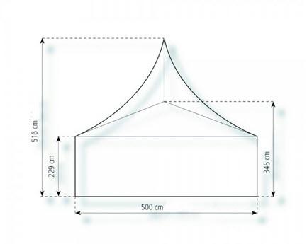 3-Pagodenzelt Deluxe 10,25 x 5m 51,25 m², kein Fußboden mit Erdnagelverankerung