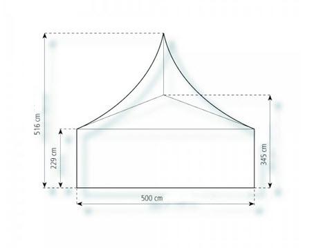 2-Pagodenzelt Elegance 10,25 x 5m 51,25 m², kein Fußboden mit Erdnagelverankerung