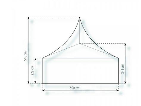 2-Pagodenzelt Elegance 10,25 x 5m 51,25 m², mit Fußboden verankerungsfrei